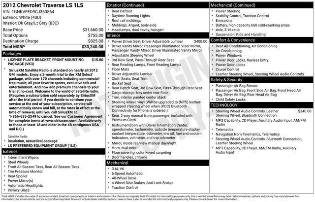 2012 Chevrolet Traverse LS