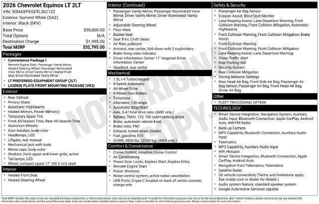 2026 Chevrolet Equinox AWD LT