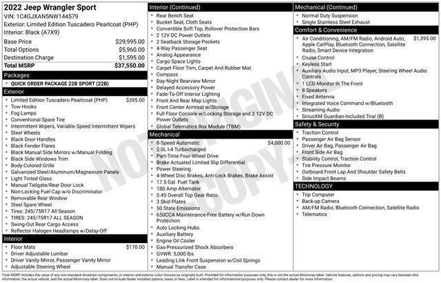 2022 Jeep Wrangler Sport 4x4