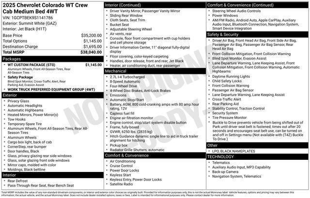 2025 Chevrolet Colorado WT/LT