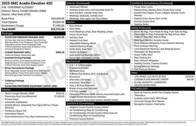 2025 GMC Acadia Elevation