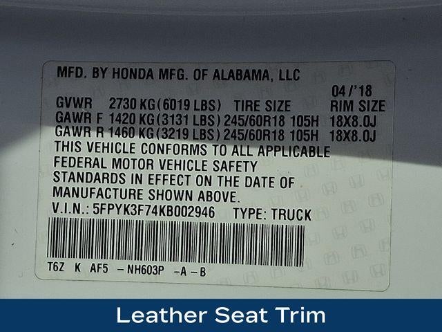 2019 Honda Ridgeline RTL-E