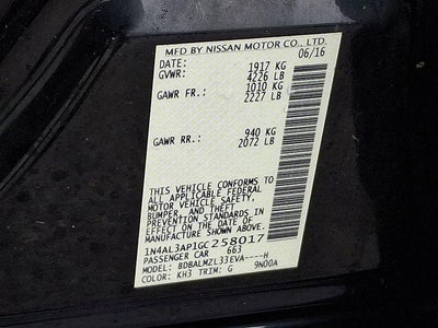 2016 Nissan Altima 2.5 SV