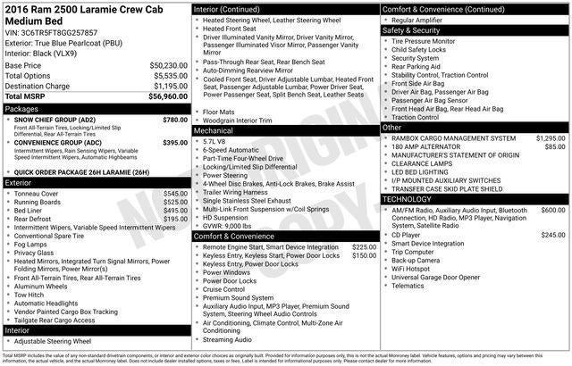 2016 RAM 2500 Laramie