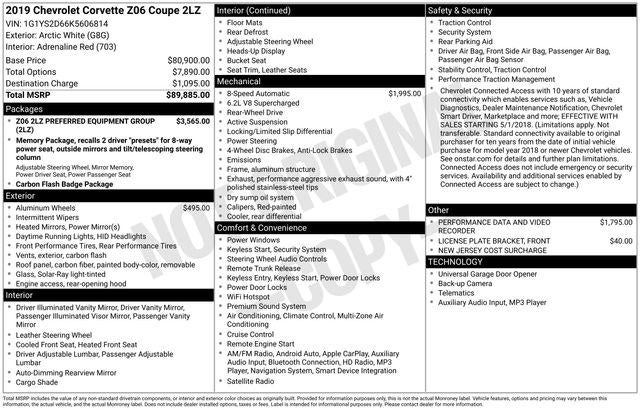 2019 Chevrolet Corvette Z06 Z06 2LZ