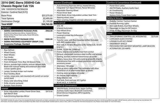 2016 GMC Sierra 3500 HD Chassis Cab Base