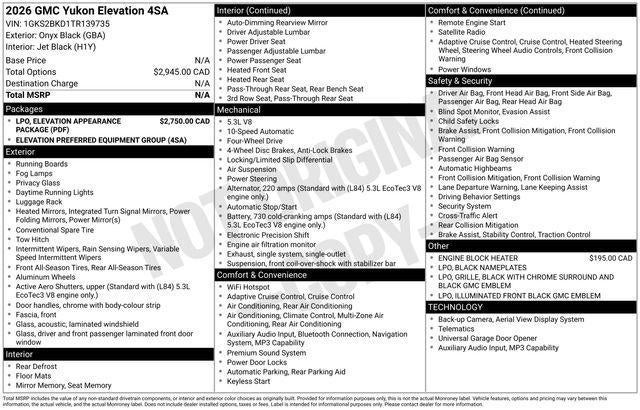 2026 GMC Yukon Elevation
