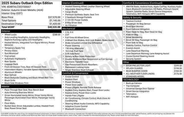 2025 Subaru Outback Onyx Edition
