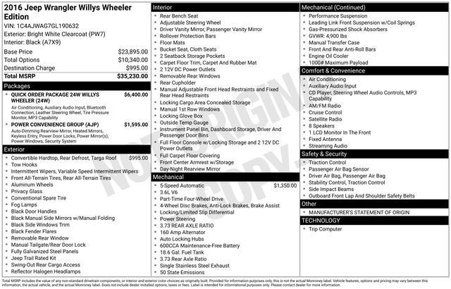 2016 Jeep Wrangler Willys Wheeler