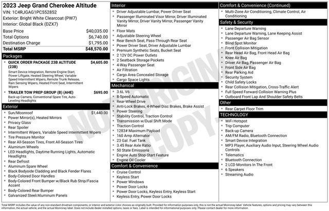 2023 Jeep Grand Cherokee Altitude 4x2