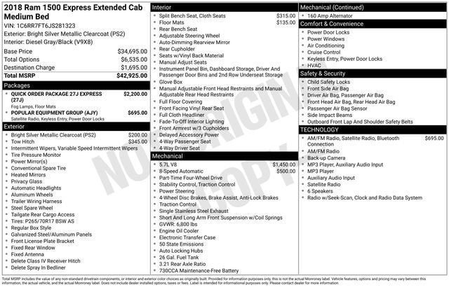 2018 RAM 1500 Express Quad Cab 4x4 6'4" Box