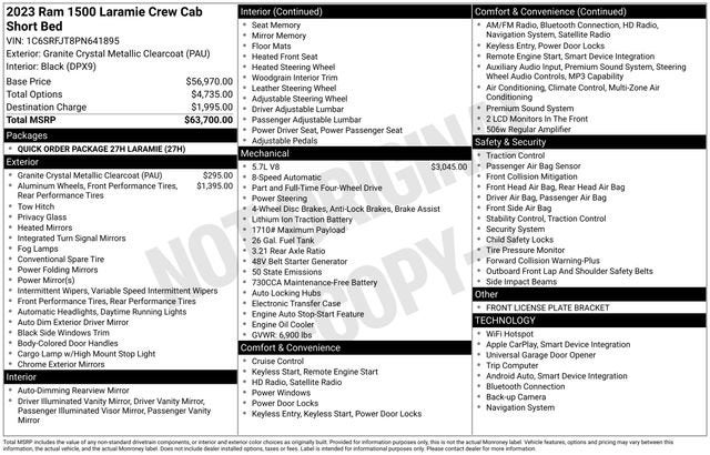 2023 RAM 1500 Laramie Crew Cab 4x4 5'7" Box