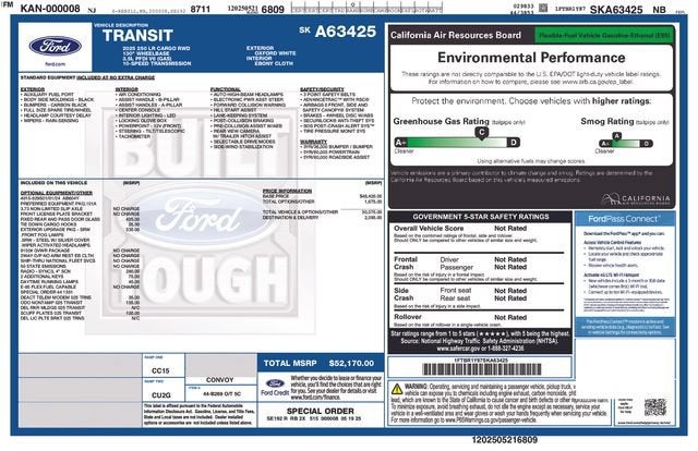2025 Ford Transit Cargo Van T-250 130" Low Rf 9070 GVWR RWD