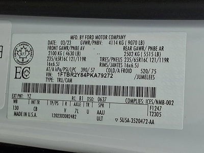 2023 Ford Transit Cargo Van T-250 130" Low Rf 9070 GVWR AWD