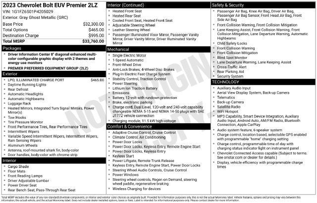 2023 Chevrolet Bolt EUV Premier