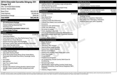 2016 Chevrolet Corvette Stingray Z51 1LT