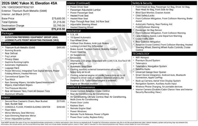 2026 GMC Yukon XL Elevation