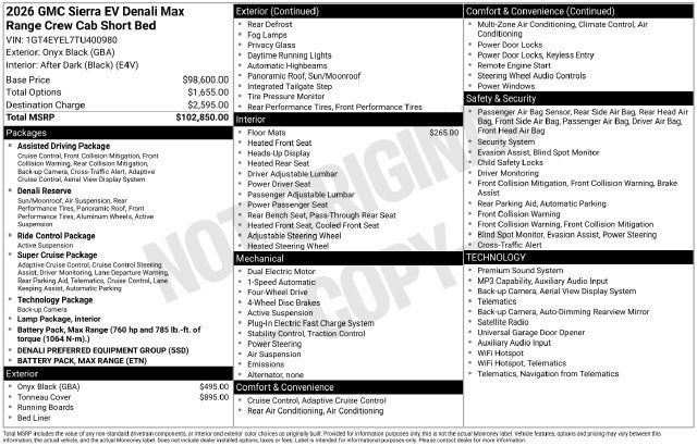 2026 GMC Sierra EV Denali Max Range