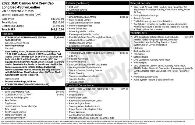 2022 GMC Canyon AT4 - Leather