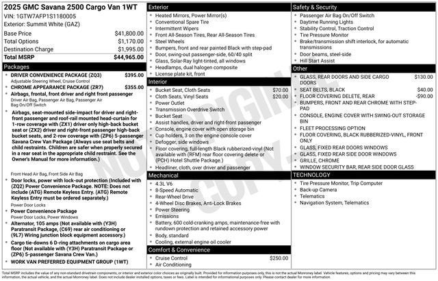 2025 GMC Savana Cargo Work Van