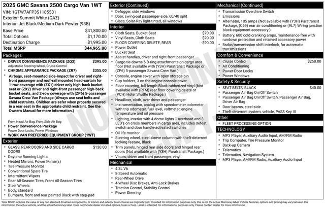 2025 GMC Savana Cargo Work Van