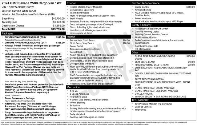 2024 GMC Savana Cargo 2500 Work Van