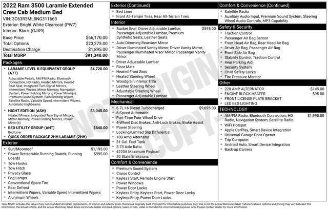 2022 RAM 3500 Laramie Mega Cab 4x4 6'4" Box