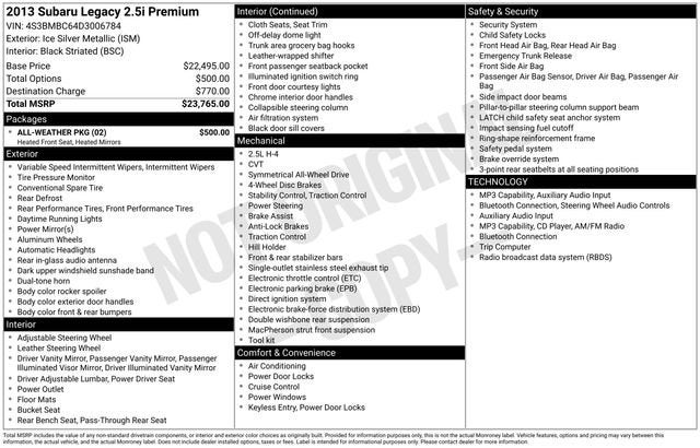 2013 Subaru Legacy 2.5i Premium
