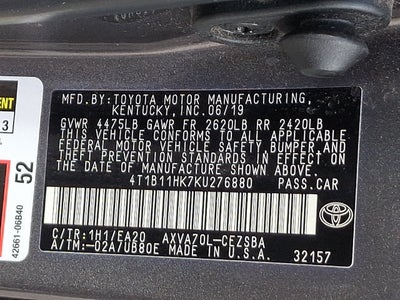2019 Toyota Camry SE