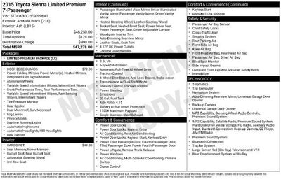 2015 Toyota Sienna Limited Premium 7 Passenger