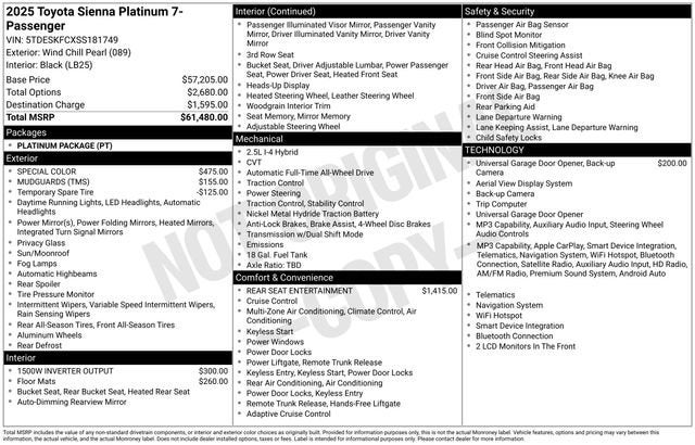 2025 Toyota Sienna Platinum