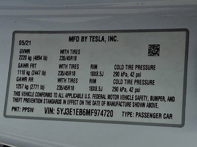 2021 Tesla Model 3 Long Range