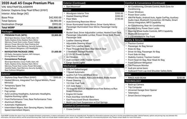 2020 Audi A5 Coupe Premium Plus 45 TFSI quattro S tronic