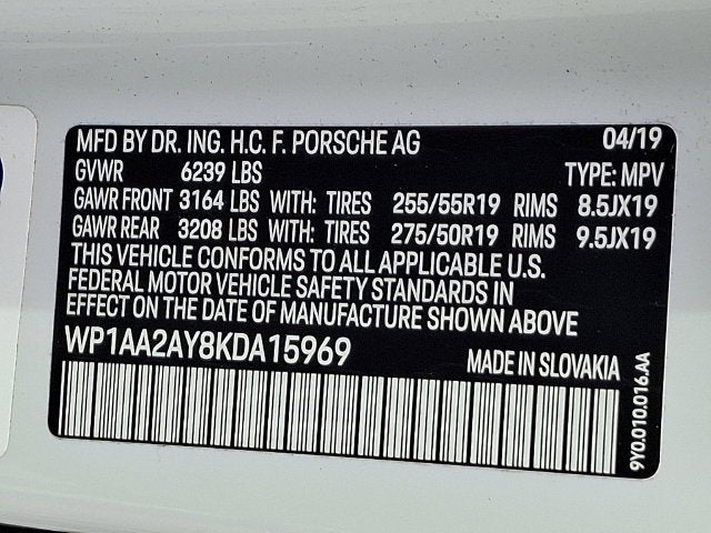 2019 Porsche Cayenne BASE 4 DOOR SUV 3.0L V6