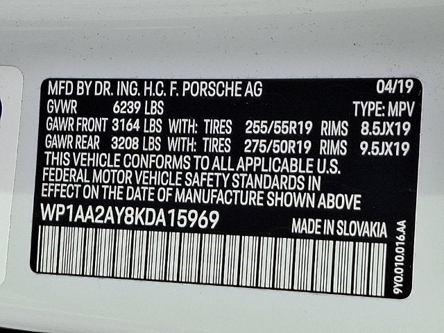 2019 Porsche Cayenne BASE 4 DOOR SUV 3.0L V6